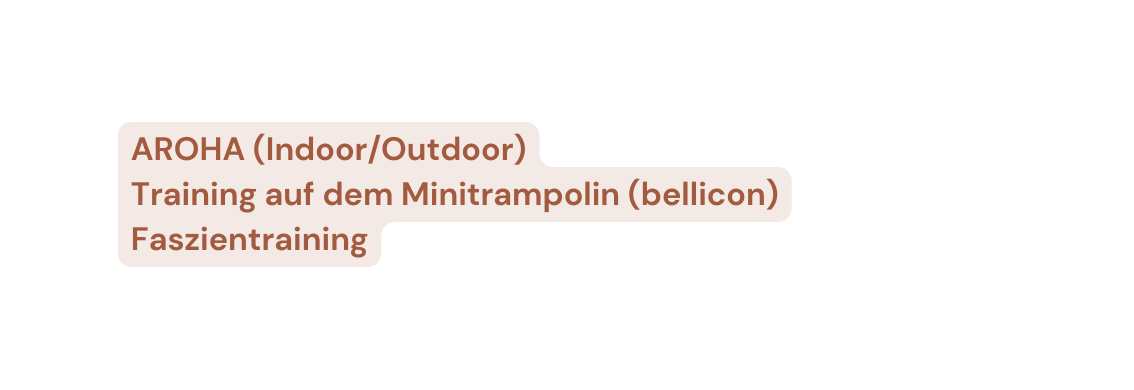 AROHA Indoor Outdoor Training auf dem Minitrampolin bellicon Faszientraining